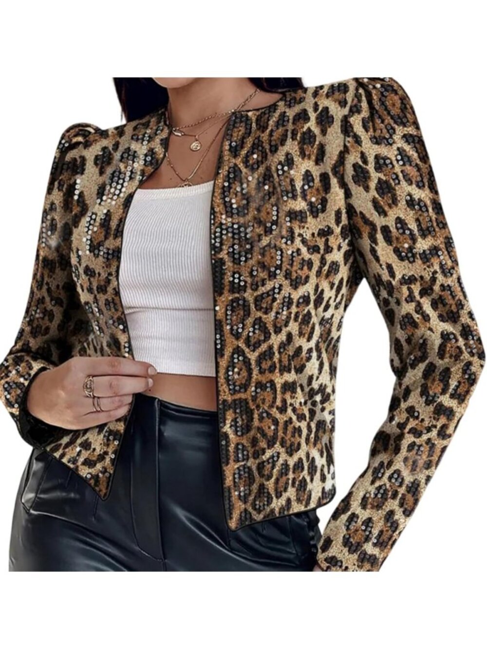 Shimmer Sequin Blazer Jacket for Women | Long Sleeve Sparkle Cardigan for